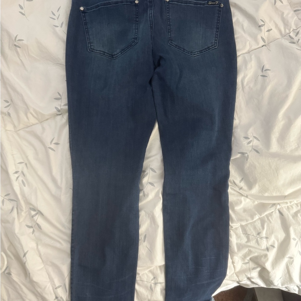 Seven7 Women's Dark Blue Straight Leg Jeans